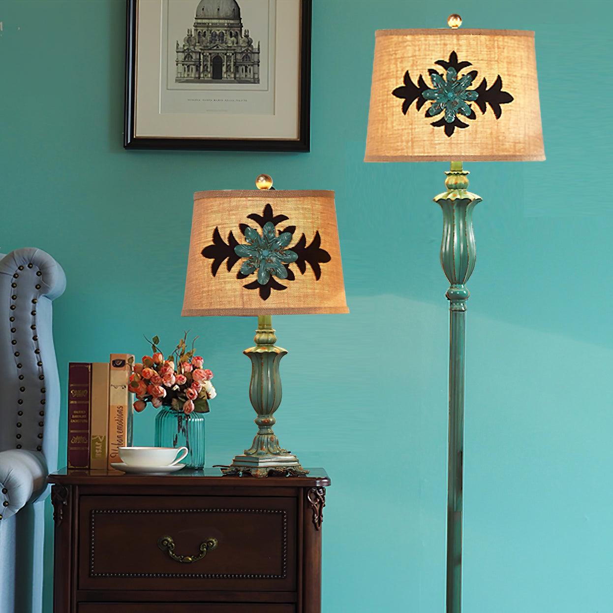 Lark Table Lamp | Resin, Fabric | Green