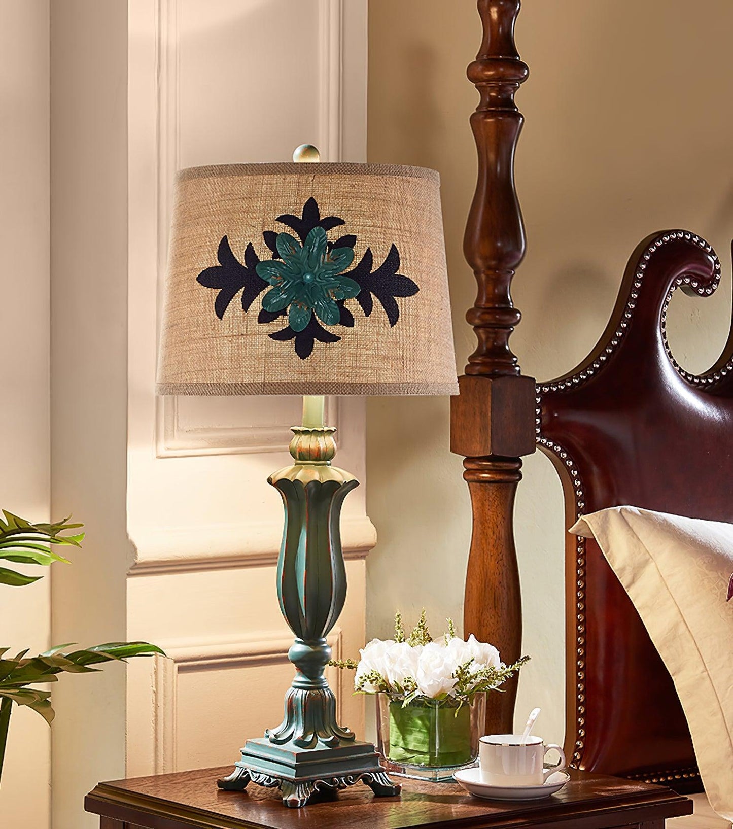 Lark Table Lamp | Resin, Fabric | Green