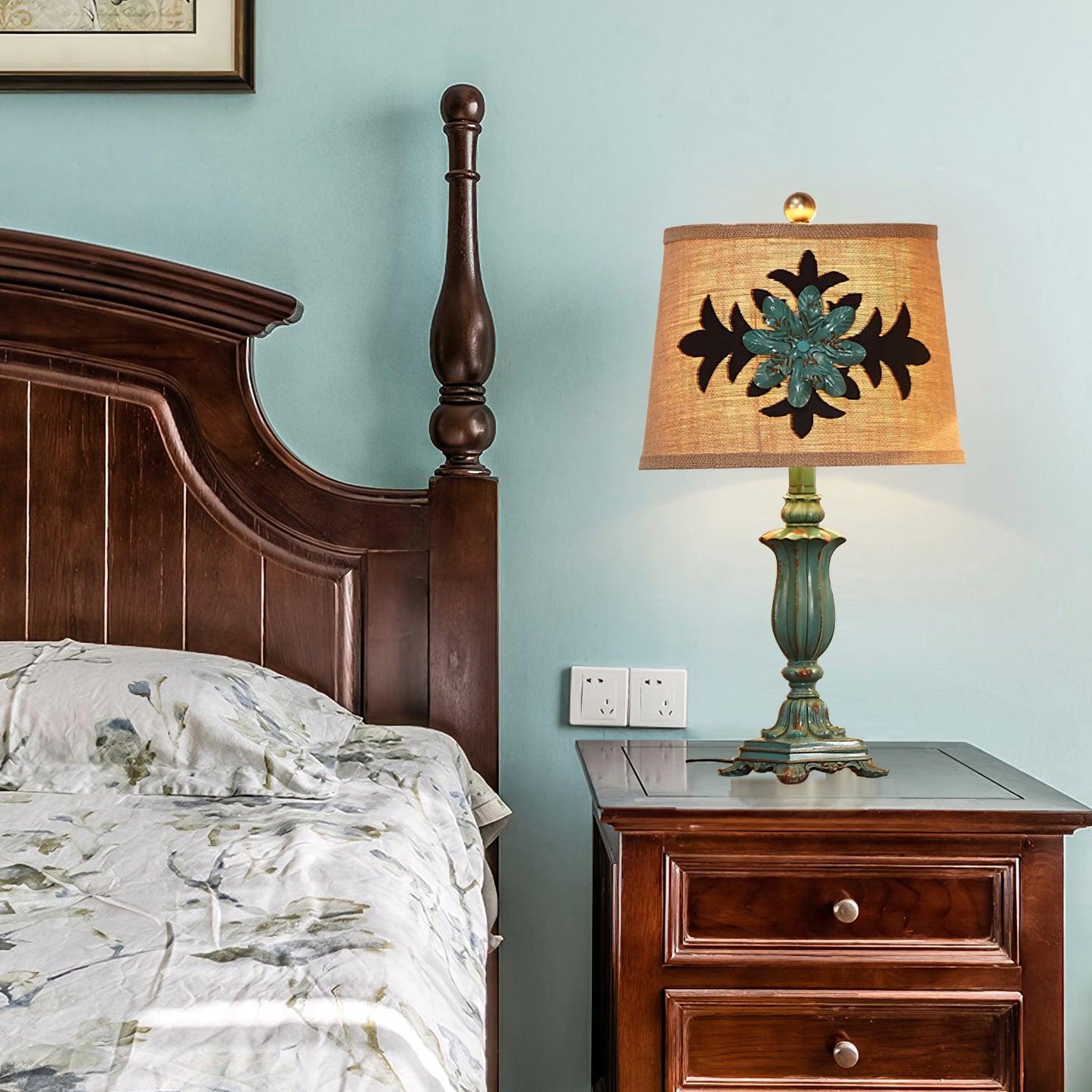 Lark Table Lamp | Resin, Fabric | Green