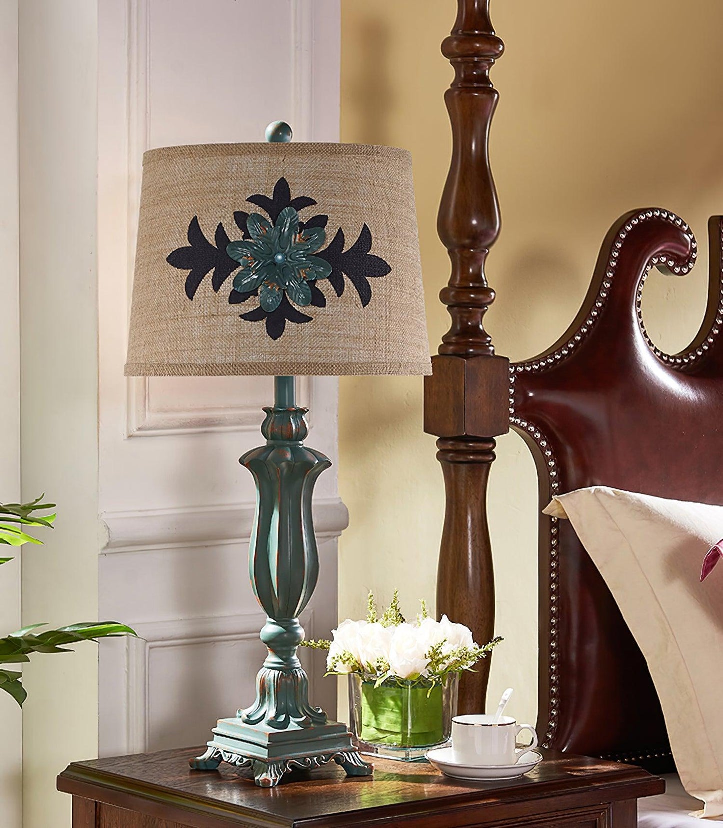 Lark Table Lamp | Resin, Fabric | Green
