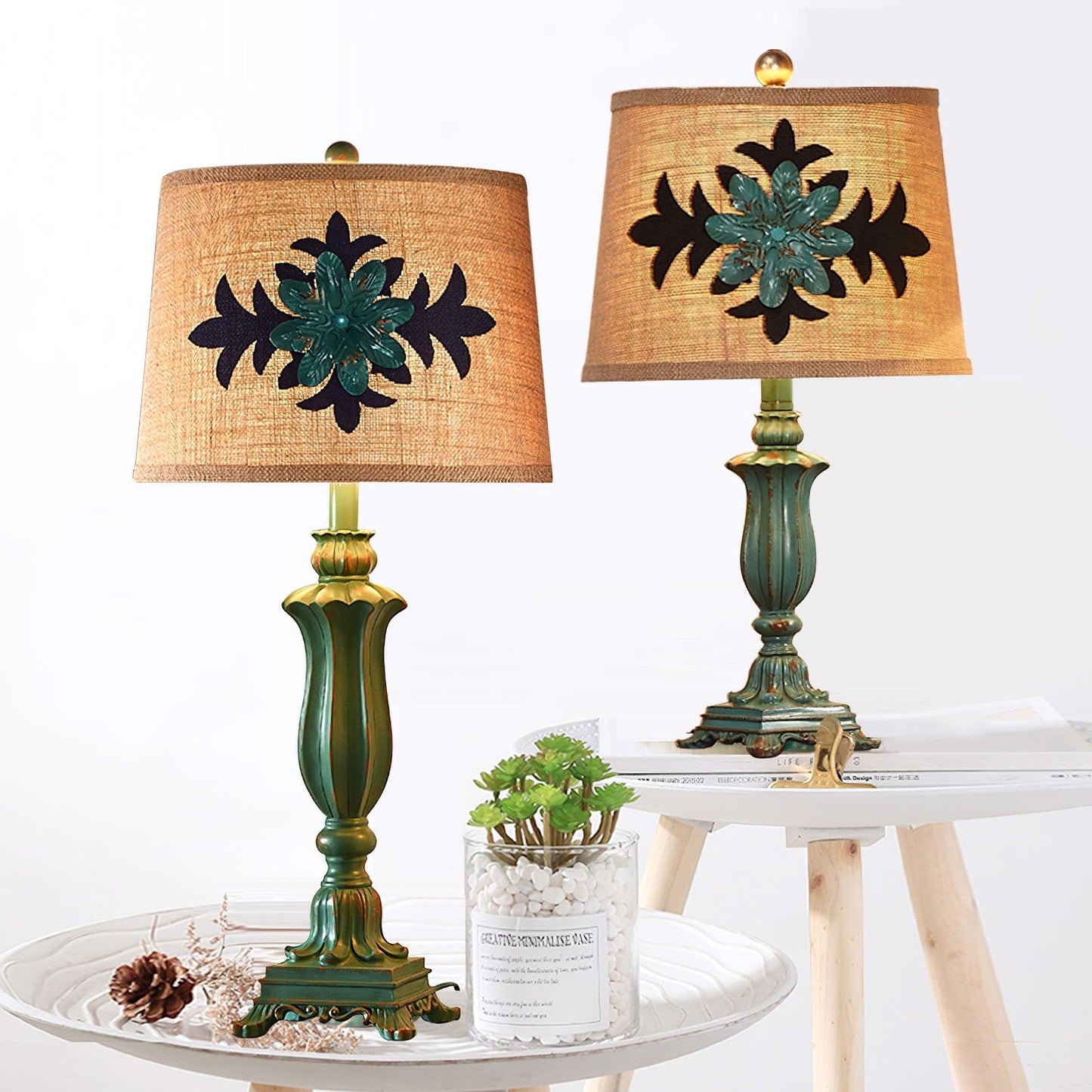Lark Table Lamp | Resin, Fabric | Green