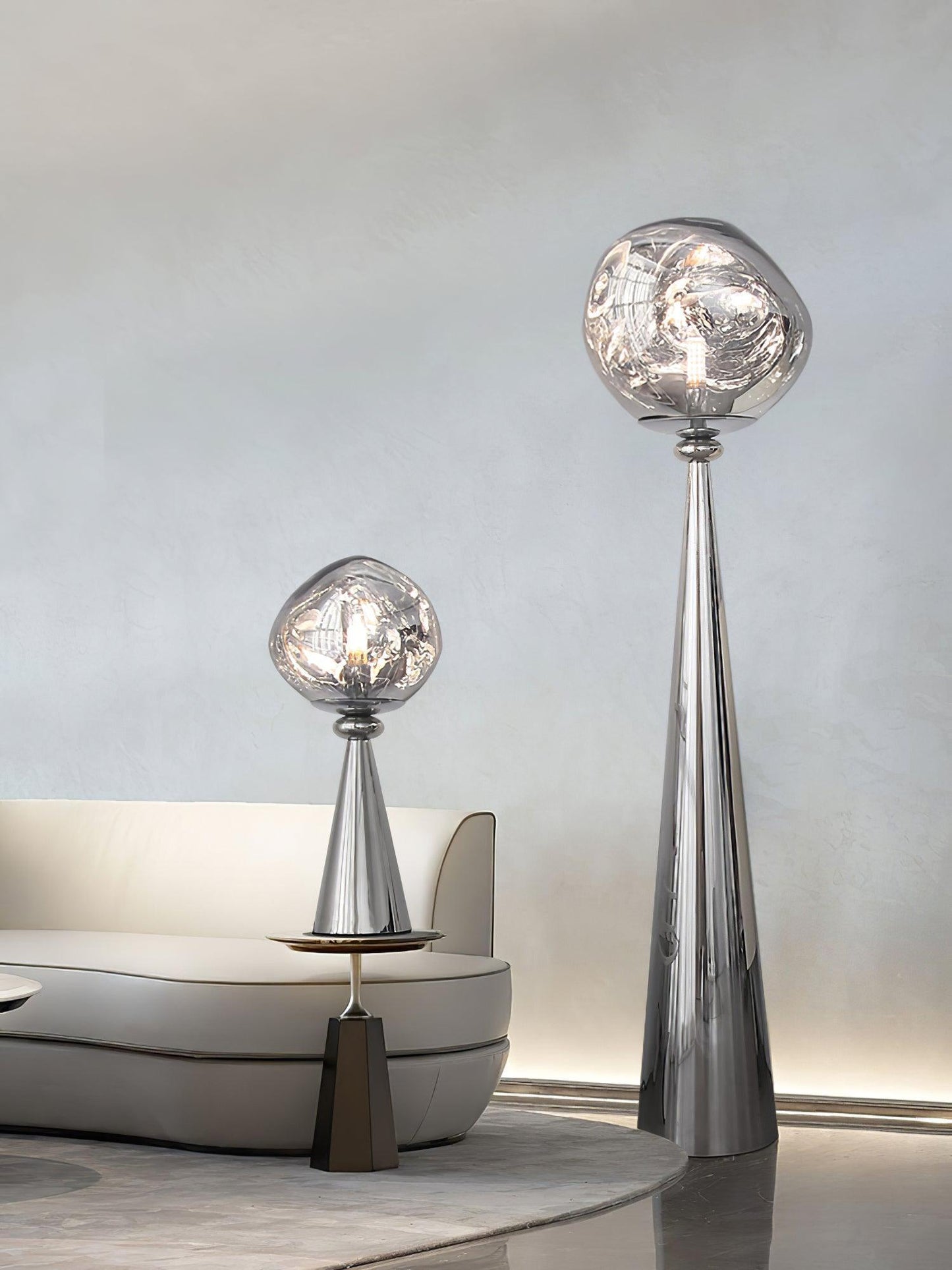 Lava Cone Table Lamp | Metal, PVC, Plastic | Smoky Gray, Silver