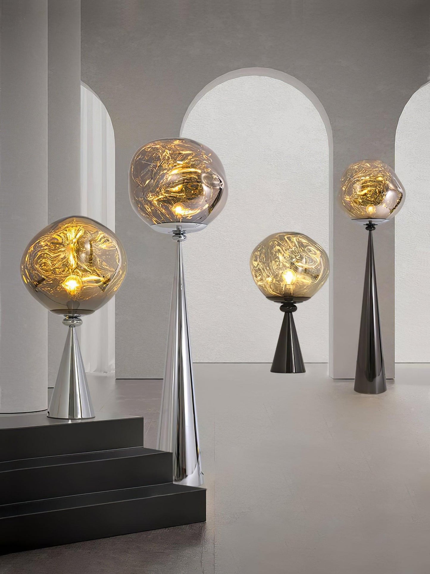 Lava Cone Table Lamp | Metal, PVC, Plastic | Smoky Gray, Silver