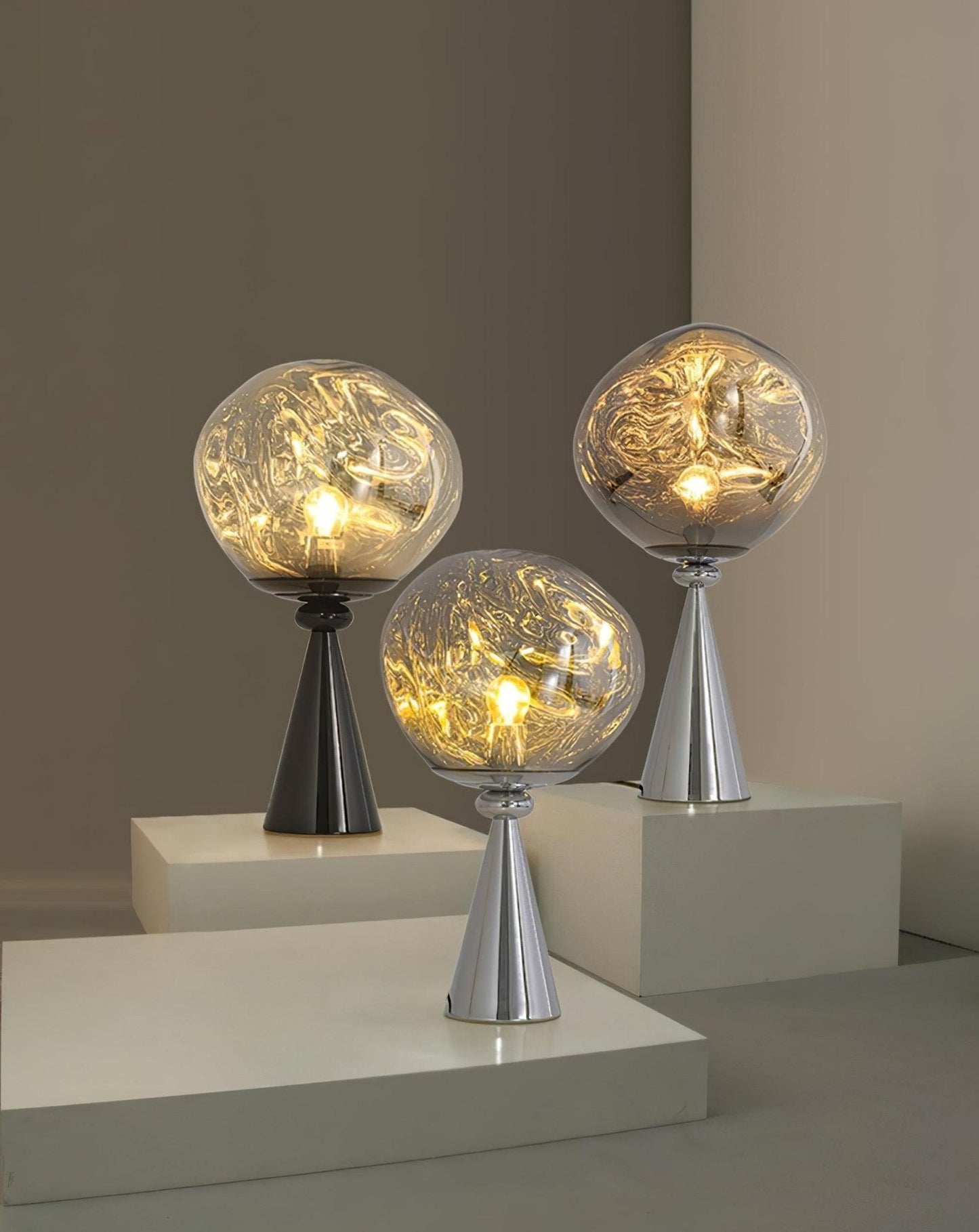 Lava Cone Table Lamp | Metal, PVC, Plastic | Smoky Gray, Silver