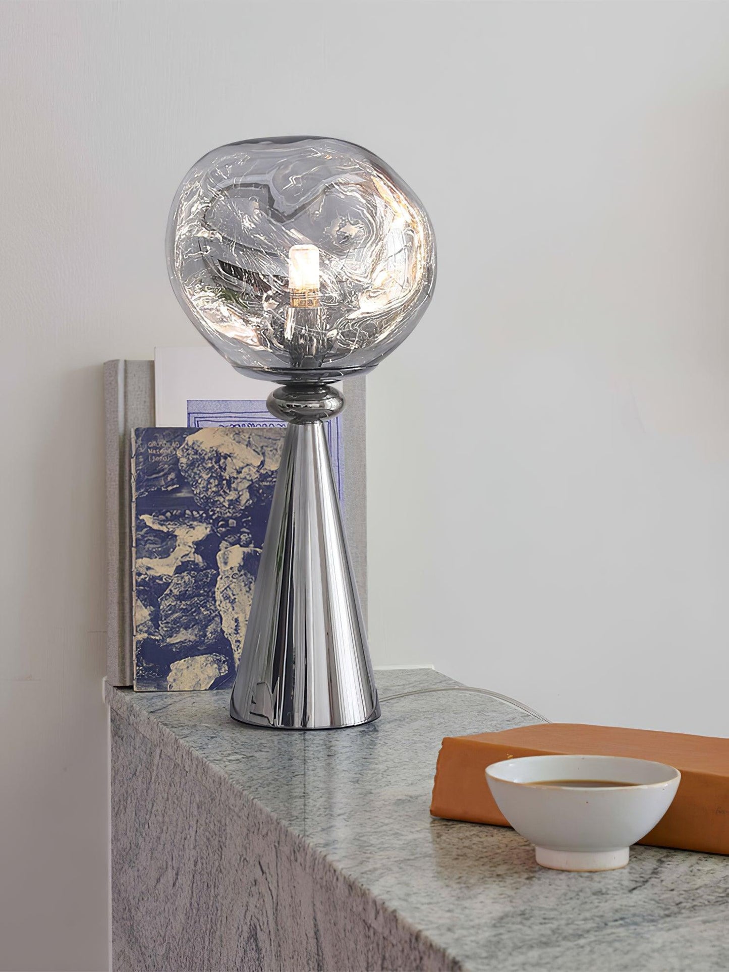 Lava Cone Table Lamp | Metal, PVC, Plastic | Smoky Gray, Silver