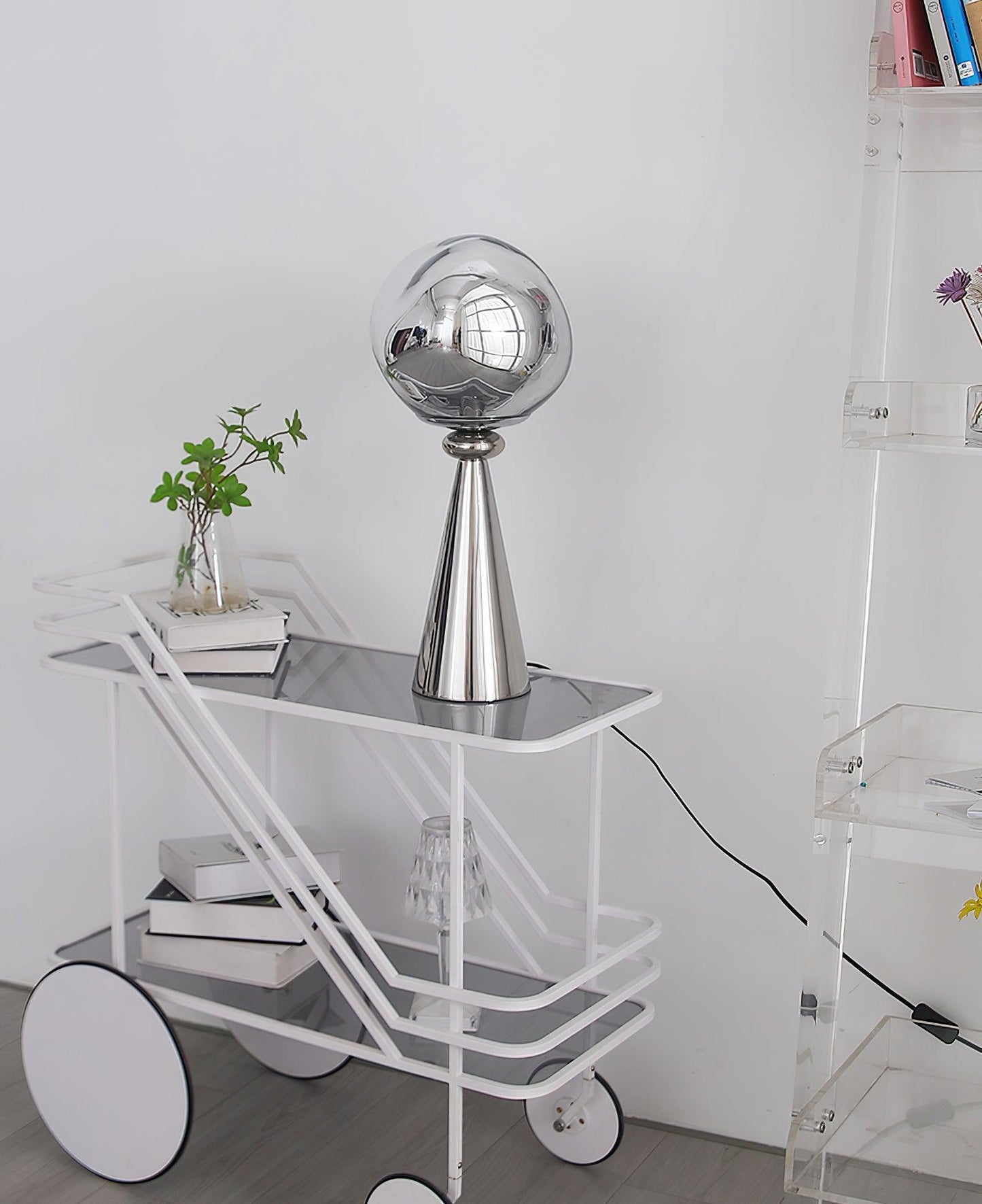 Lava Cone Table Lamp | Metal, PVC, Plastic | Smoky Gray, Silver