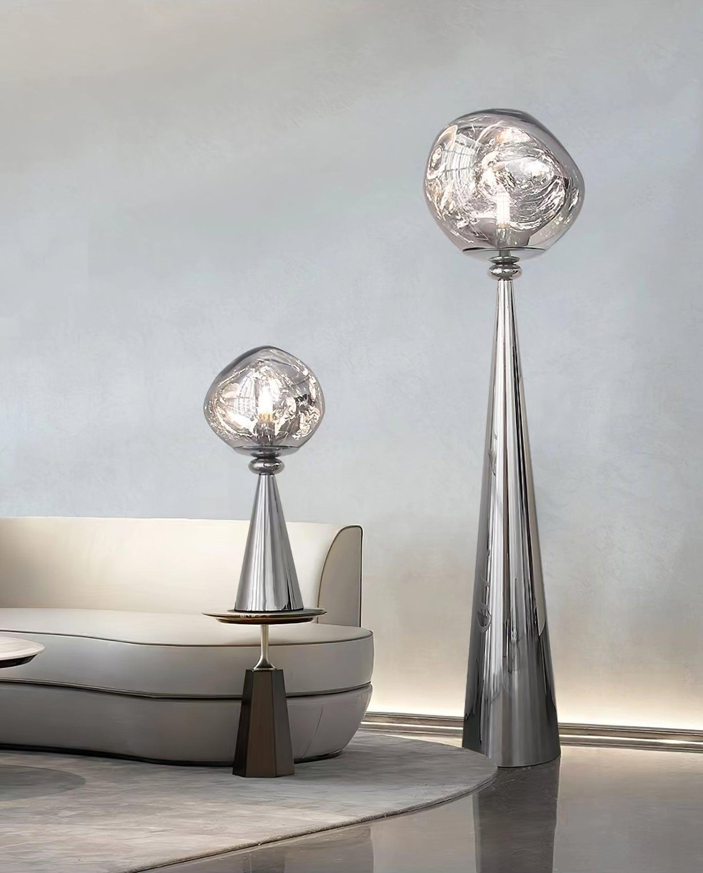 Lava Cone Table Lamp | Metal, PVC, Plastic | Smoky Gray, Silver