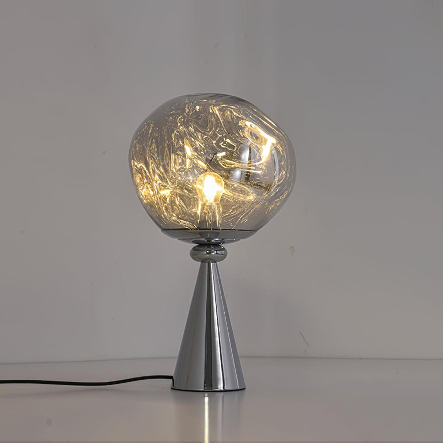 Lava Cone Table Lamp | Metal, PVC, Plastic | Smoky Gray, Silver