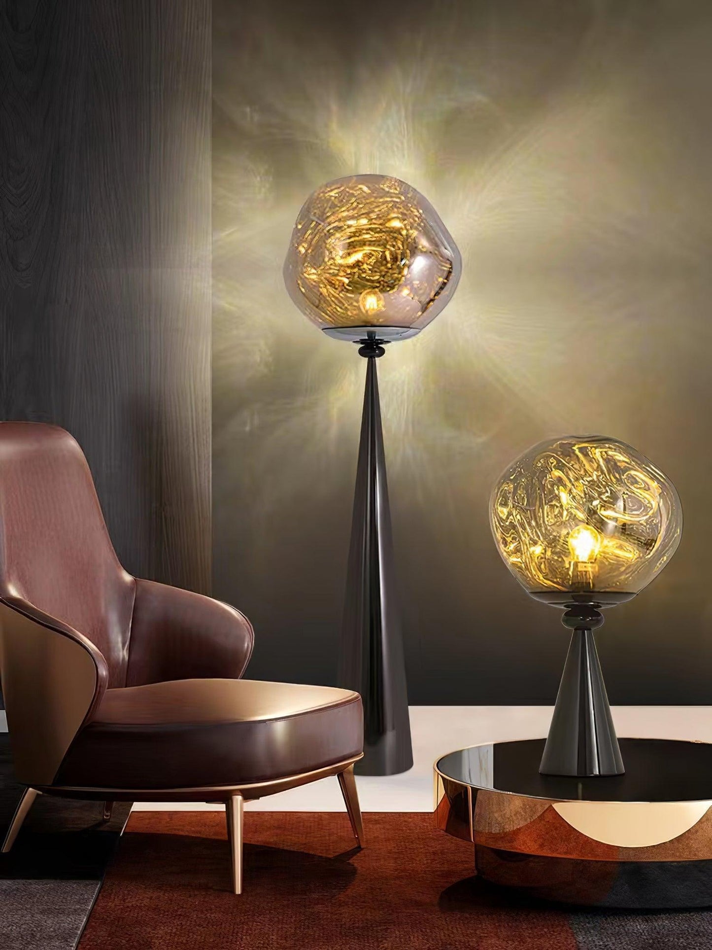 Lava Cone Table Lamp | Metal, PVC, Plastic | Smoky Gray, Silver