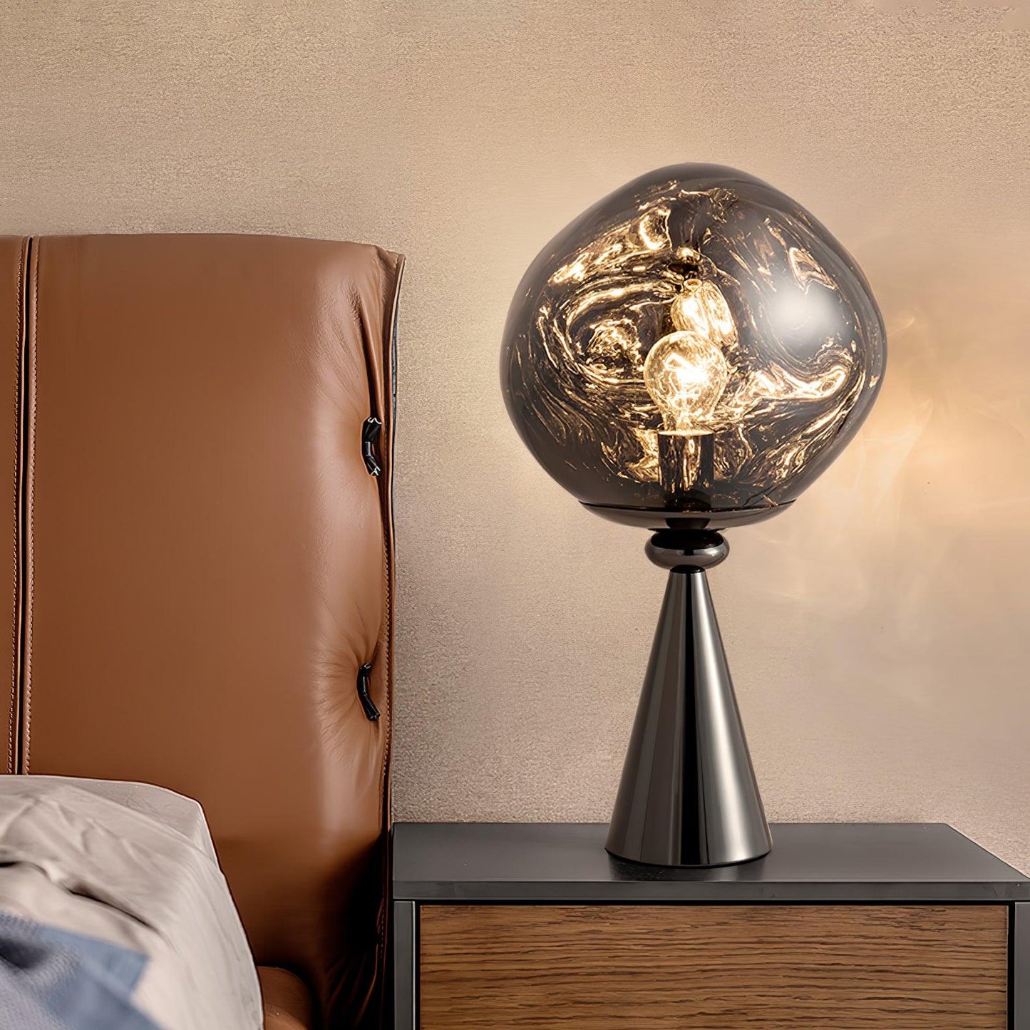 Lava Cone Table Lamp | Metal, PVC, Plastic | Smoky Gray, Silver