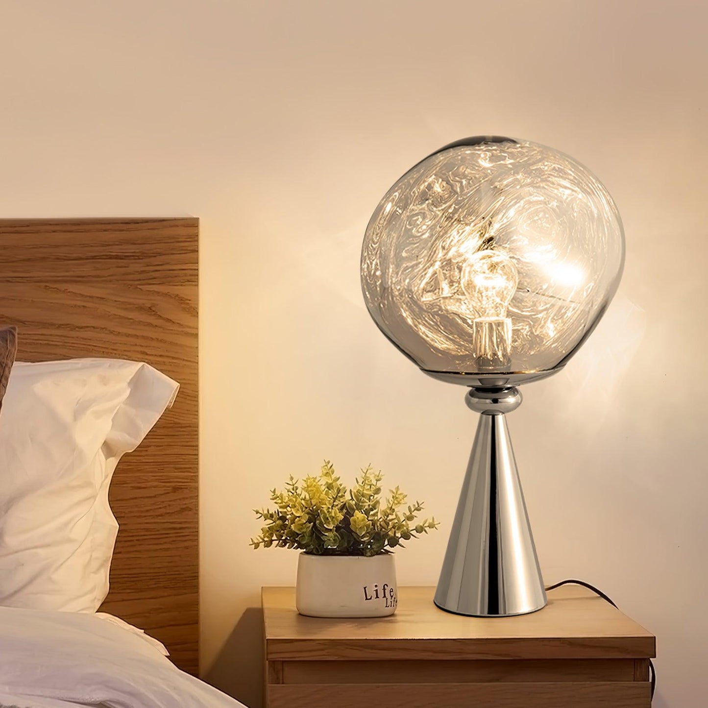 Lava Cone Table Lamp | Metal, PVC, Plastic | Smoky Gray, Silver