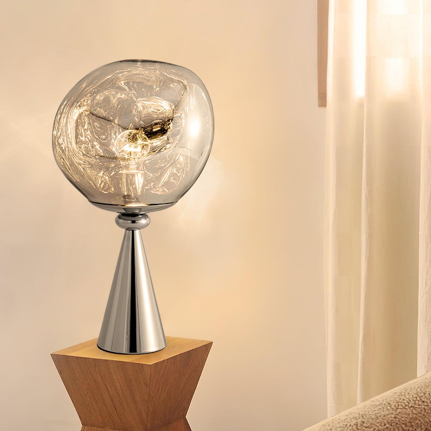 Lava Cone Table Lamp | Metal, PVC, Plastic | Smoky Gray, Silver