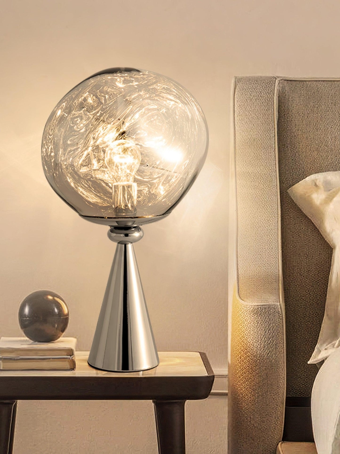 Lava Cone Table Lamp | Metal, PVC, Plastic | Smoky Gray, Silver