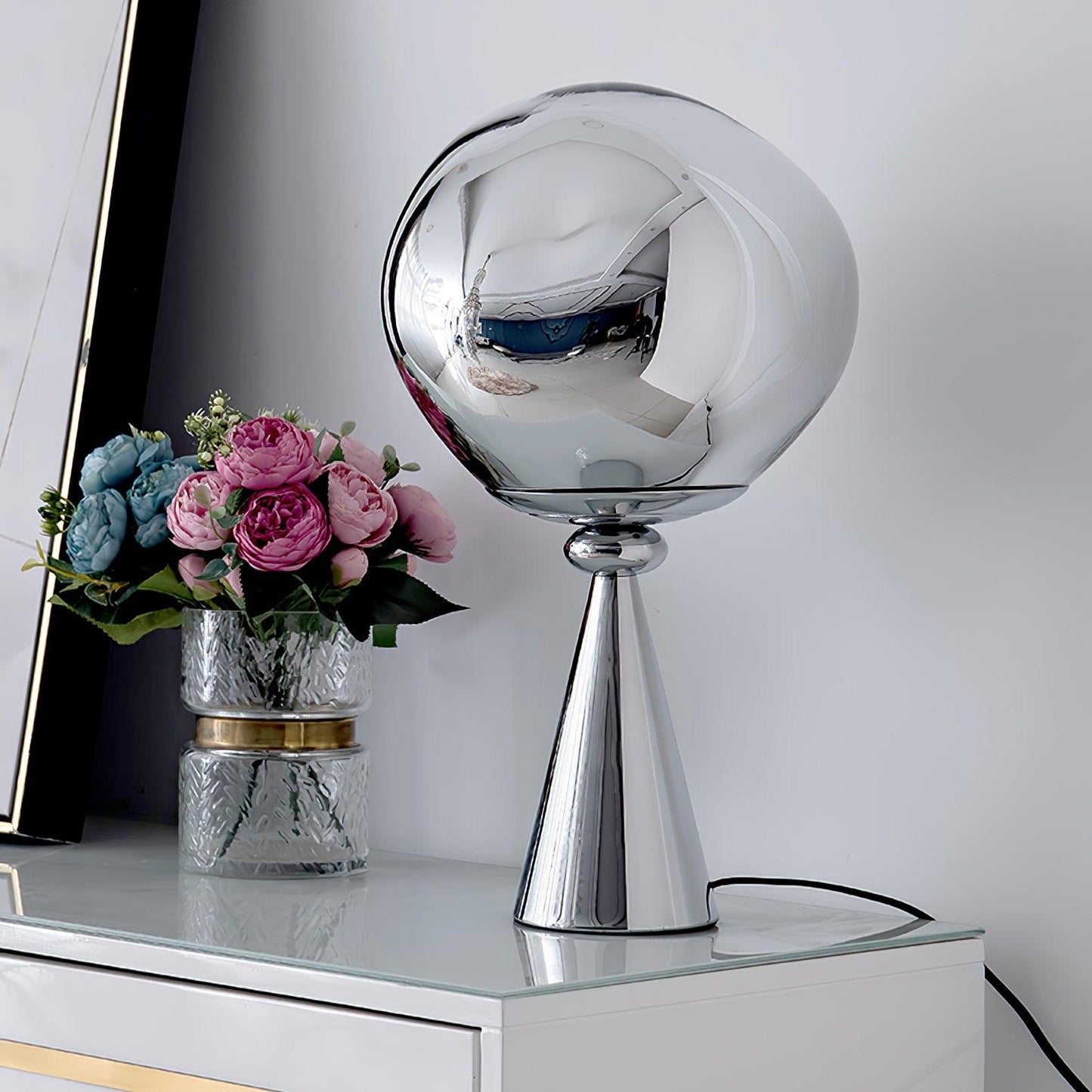 Lava Cone Table Lamp | Metal, PVC, Plastic | Smoky Gray, Silver