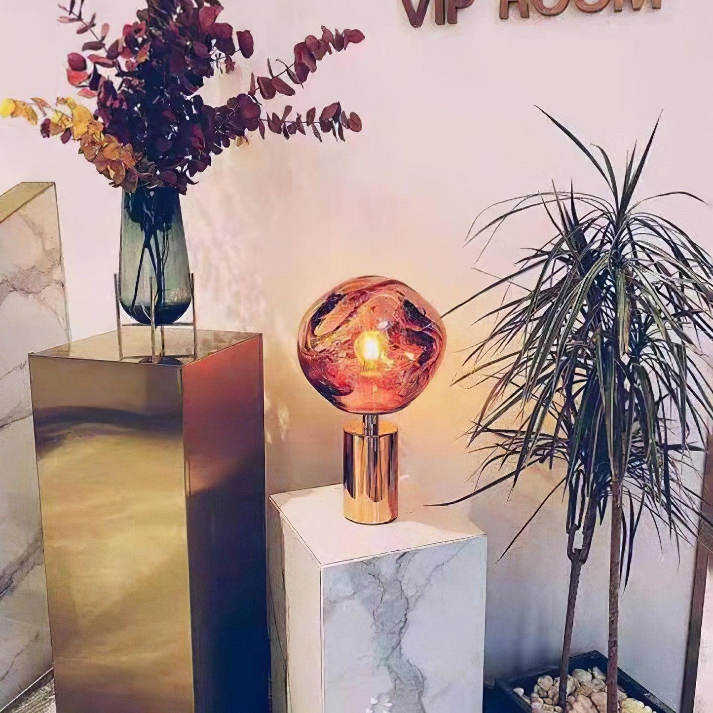 Lava Table Lamp | Metal & PVC | Gold, Rose Gold, Smoky Gray, Silver