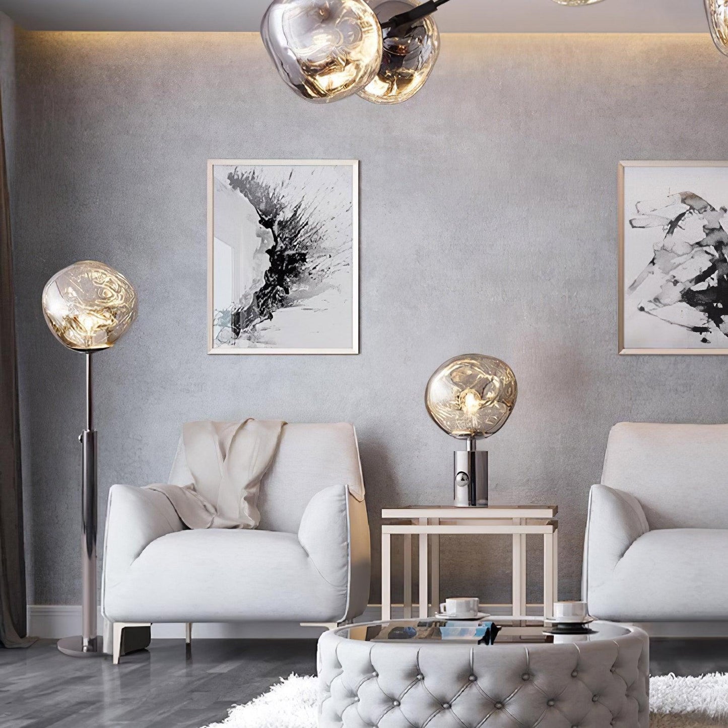 Lava Table Lamp | Metal & PVC | Gold, Rose Gold, Smoky Gray, Silver