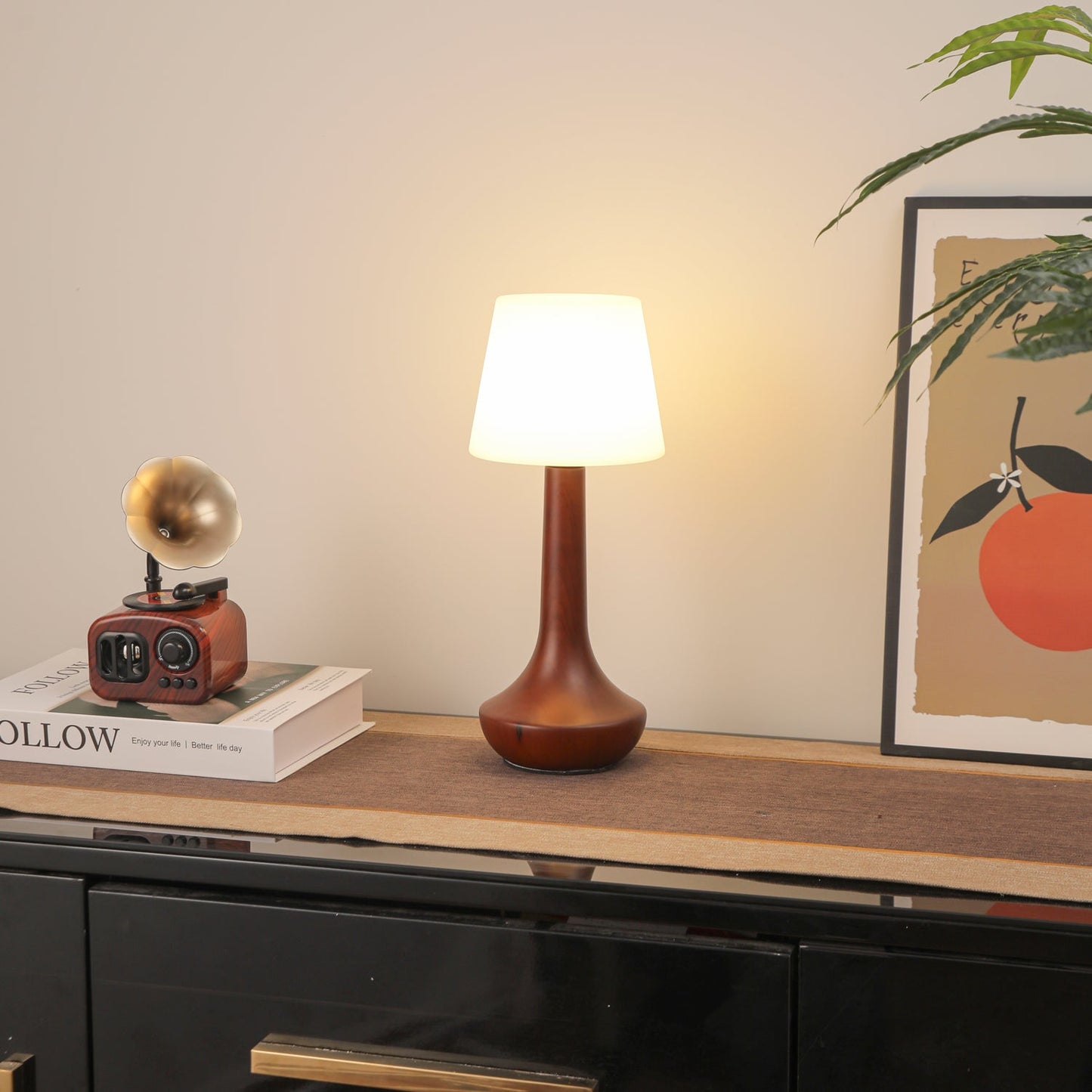 Lena Table Lamp | Wooden Base | Walnut Color