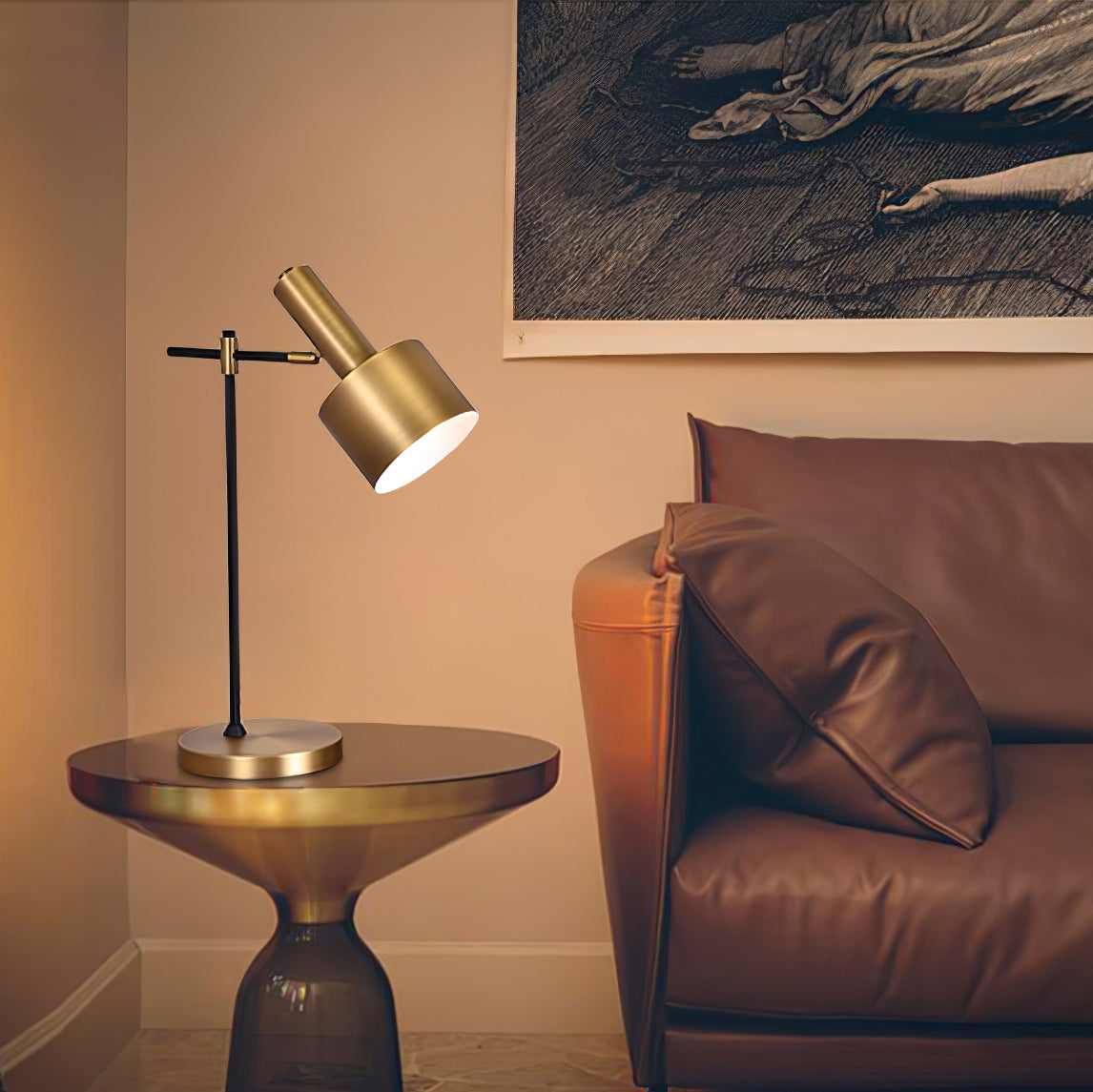 Lento Table Lamp | Polished Gold Finish | Black