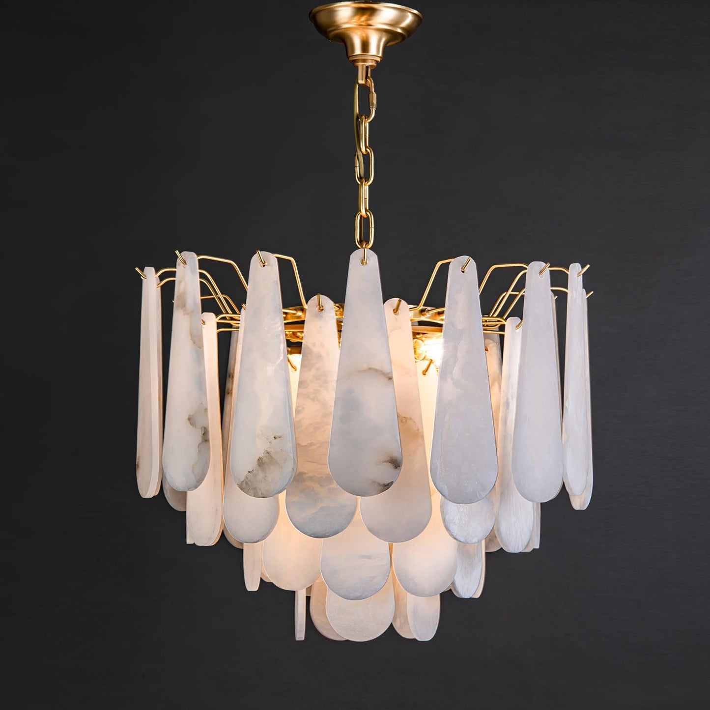 Leon Chandelier | Wrought Iron & Glass | Gold Finish
