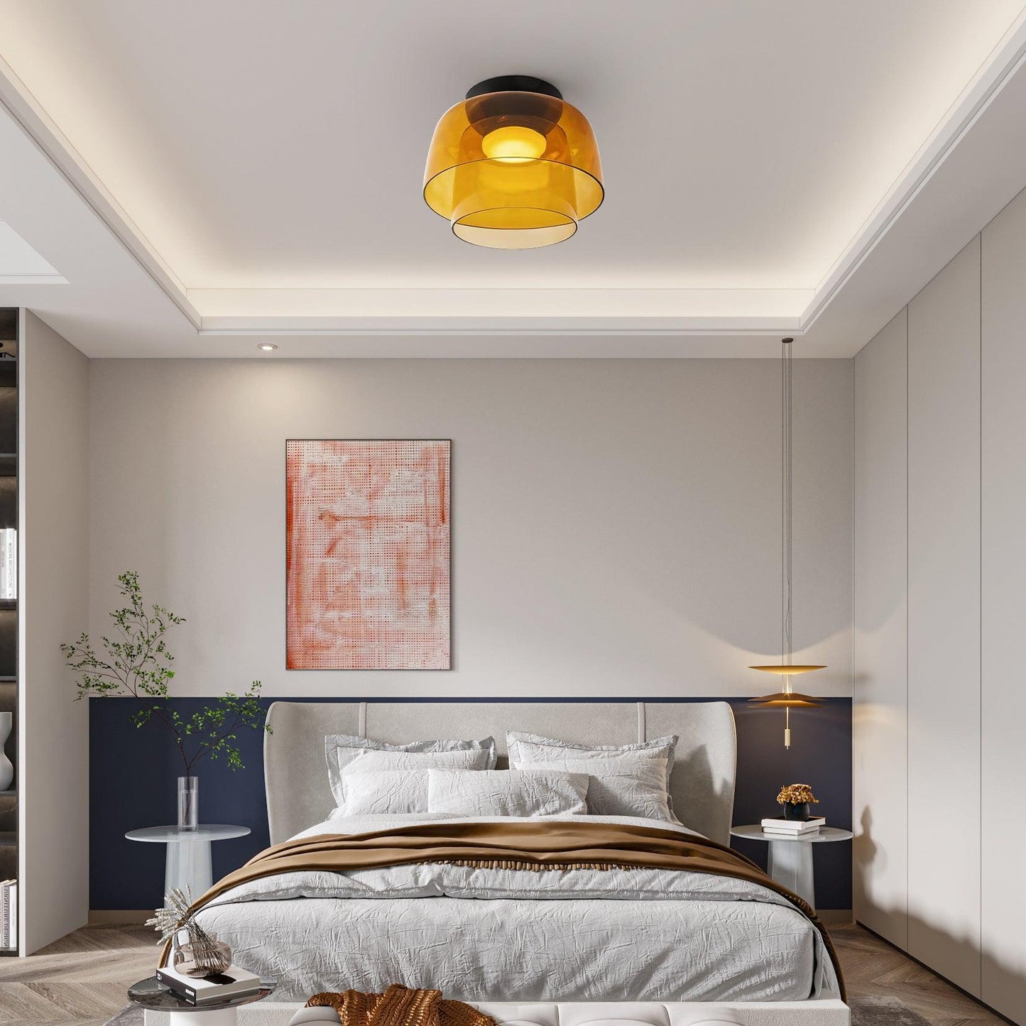 Levels Ceiling Light | Glass & Metal | Black, Smoke Grey, Green, Orange