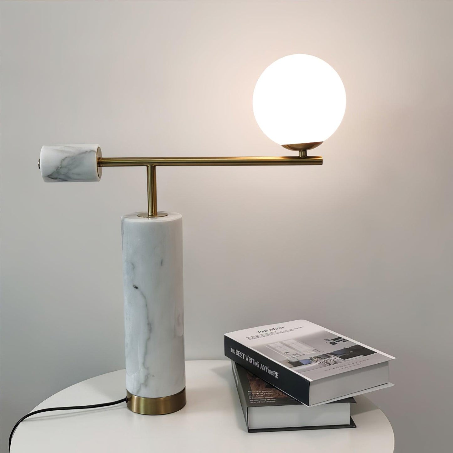 Lexi Table Lamp | Metal, Glass, Marble | Gold & Black, Gold & White