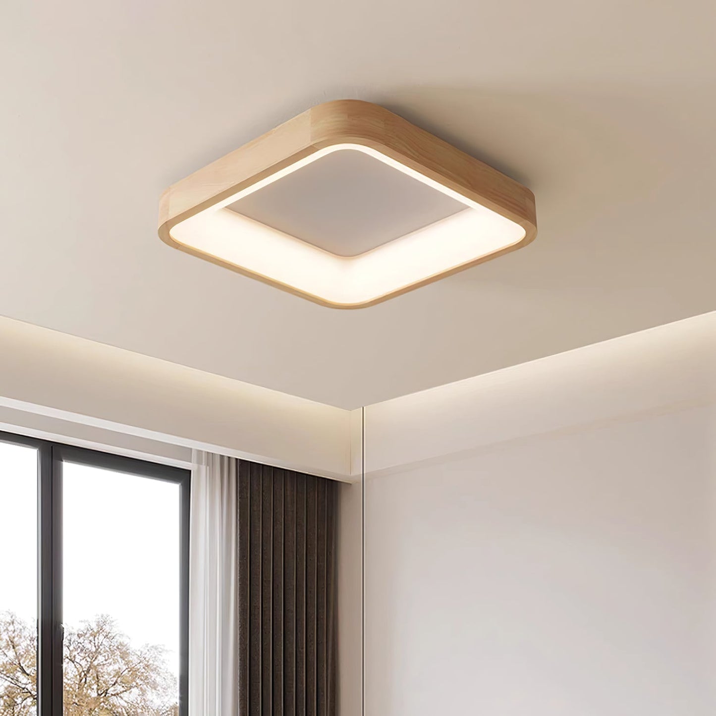 Ligna Square Ceiling Light | Wood & Acrylic | Various Sizes