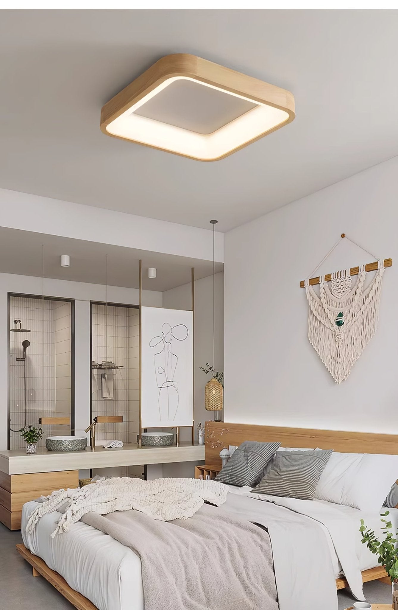 Ligna Square Ceiling Light | Wood & Acrylic | Various Sizes