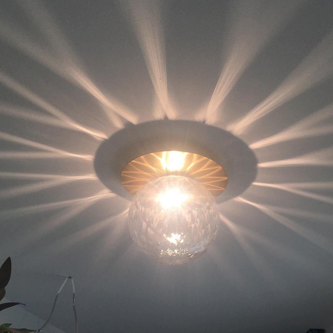 Lunara Wall Lamp | Metal, Brass, Glass | White, Clear