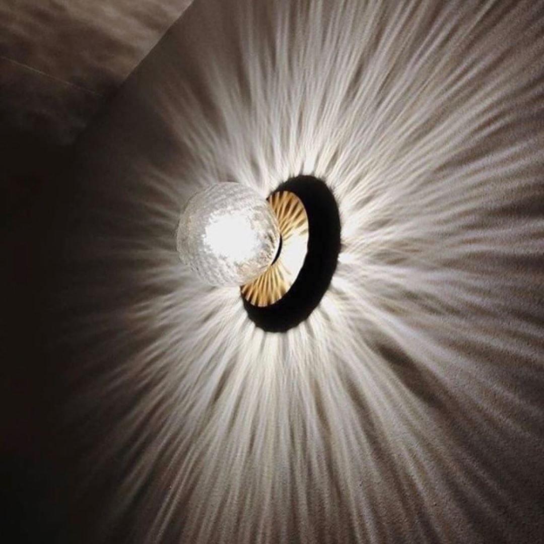Lunara Wall Lamp | Metal, Brass, Glass | White, Clear