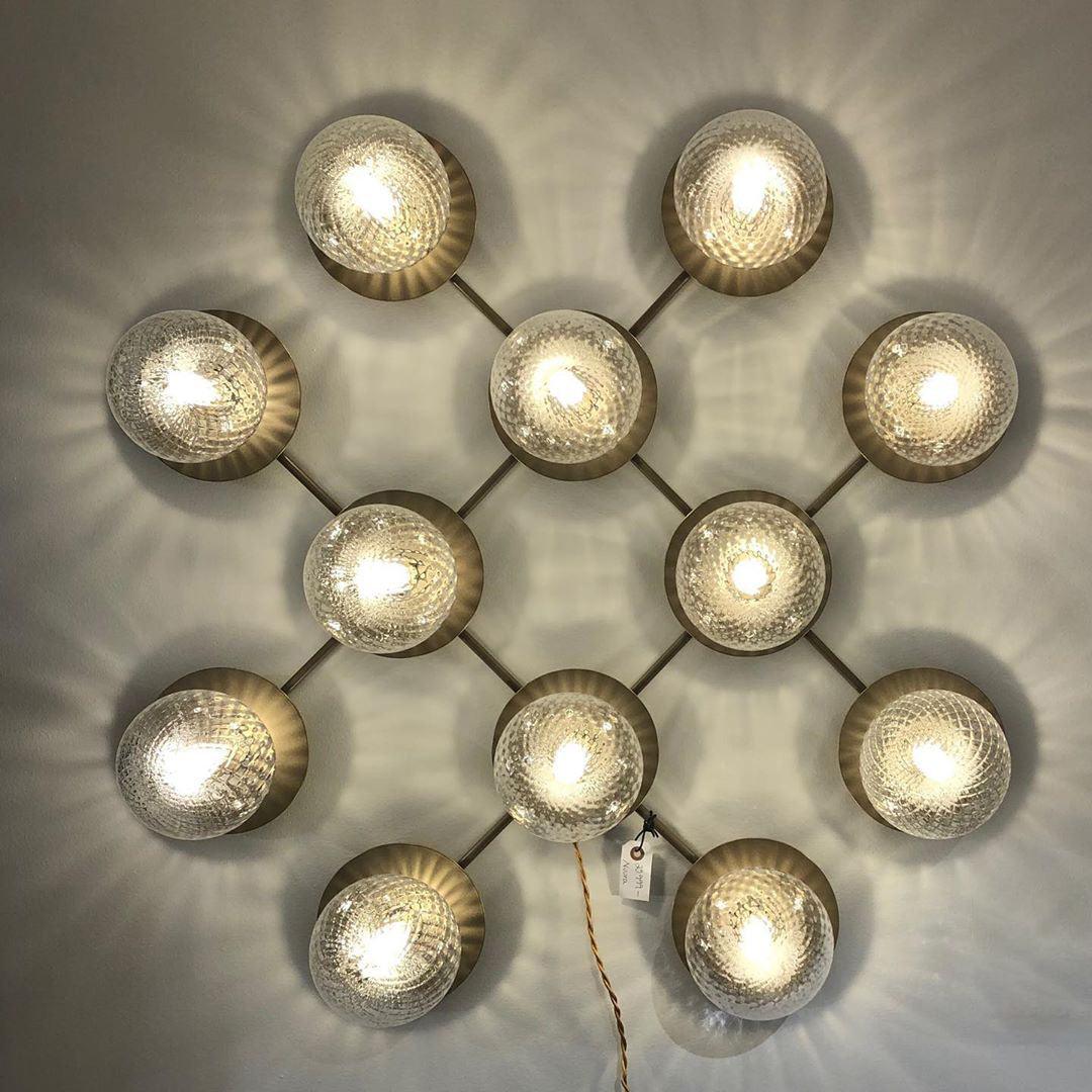 Lunara Wall Lamp | Metal, Brass, Glass | White, Clear
