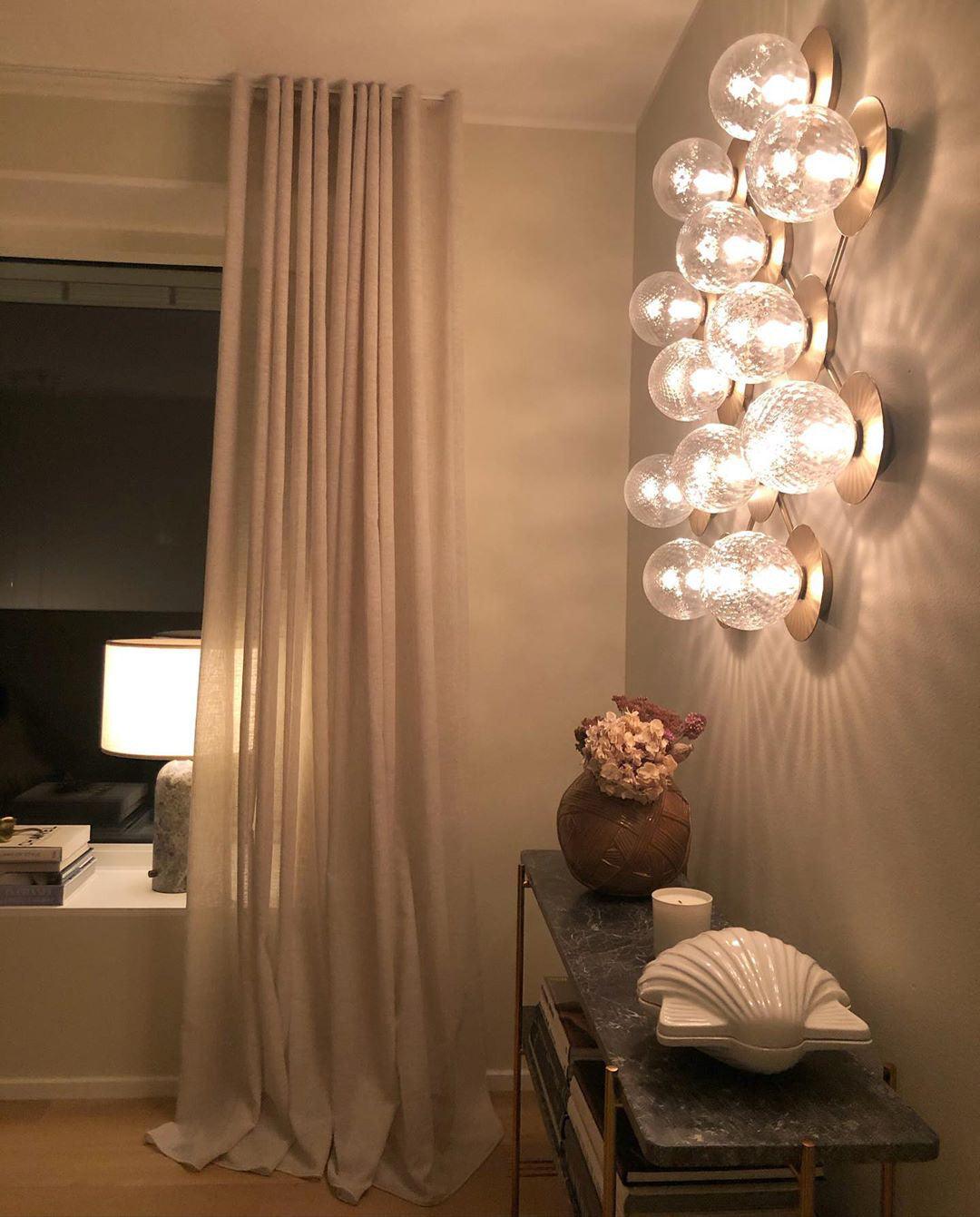 Lunara Wall Lamp | Metal, Brass, Glass | White, Clear