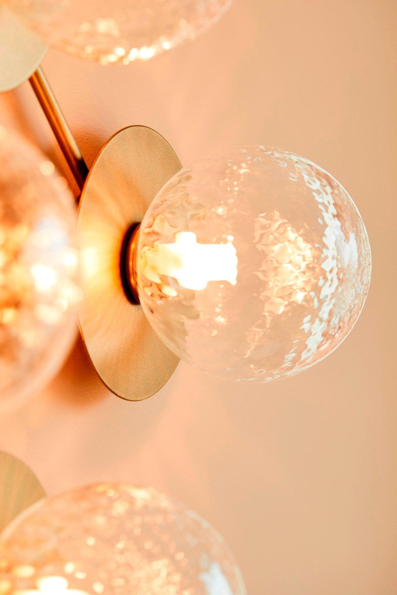 Lunara Wall Lamp | Metal, Brass, Glass | White, Clear