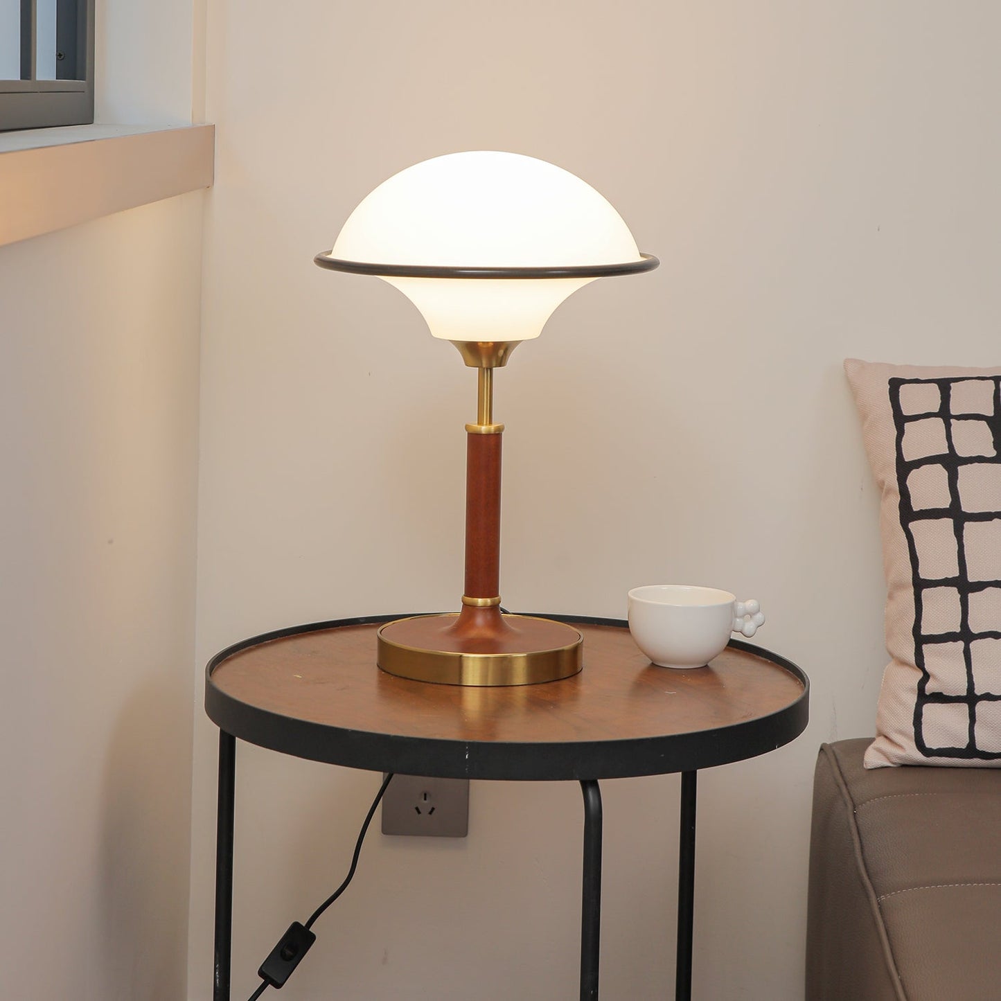 Lila Table Lamp | Wood, Acrylic, Metal | White Shade