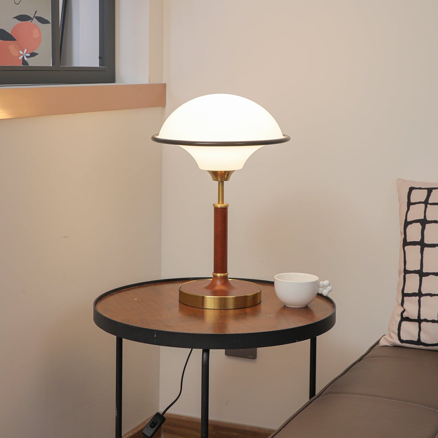 Lila Table Lamp | Wood, Acrylic, Metal | White Shade
