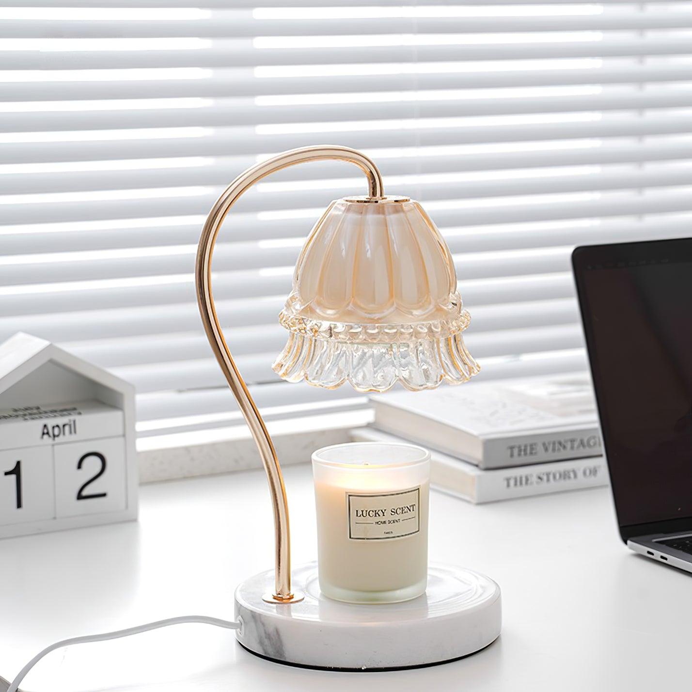 Lily Table Lamp | Metal & Glass | White Marble Finish