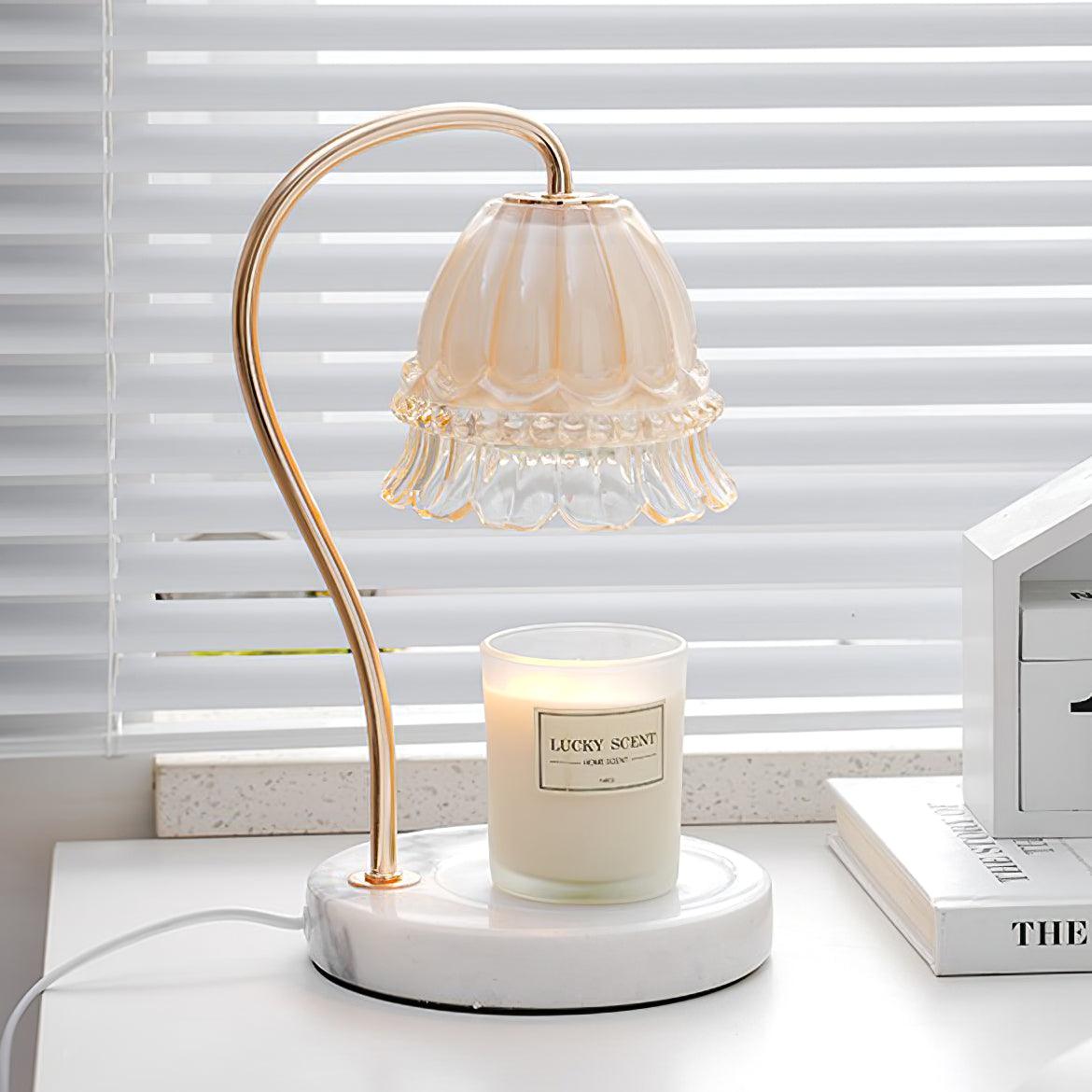 Lily Table Lamp | Metal & Glass | White Marble Finish
