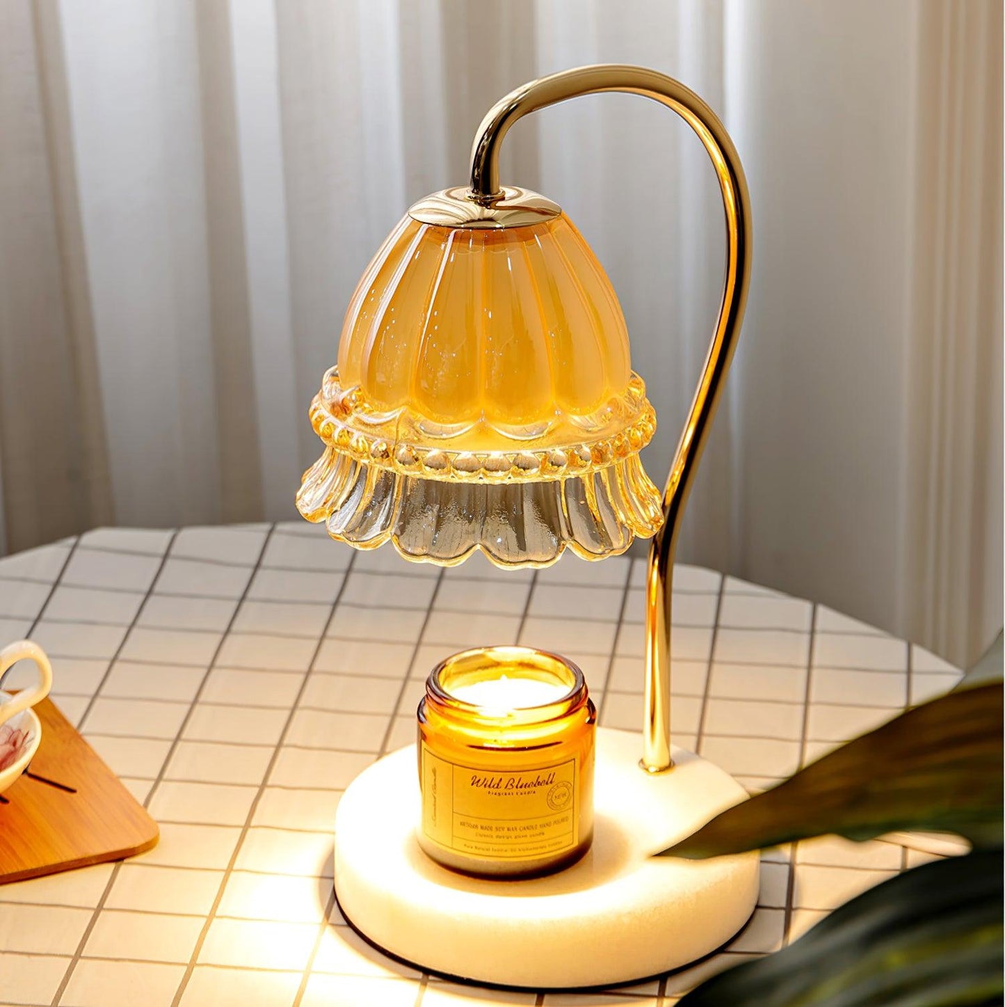 Lily Table Lamp | Metal & Glass | White Marble Finish