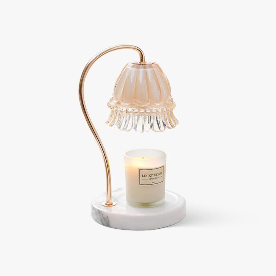Lily Table Lamp | Metal & Glass | White Marble Finish