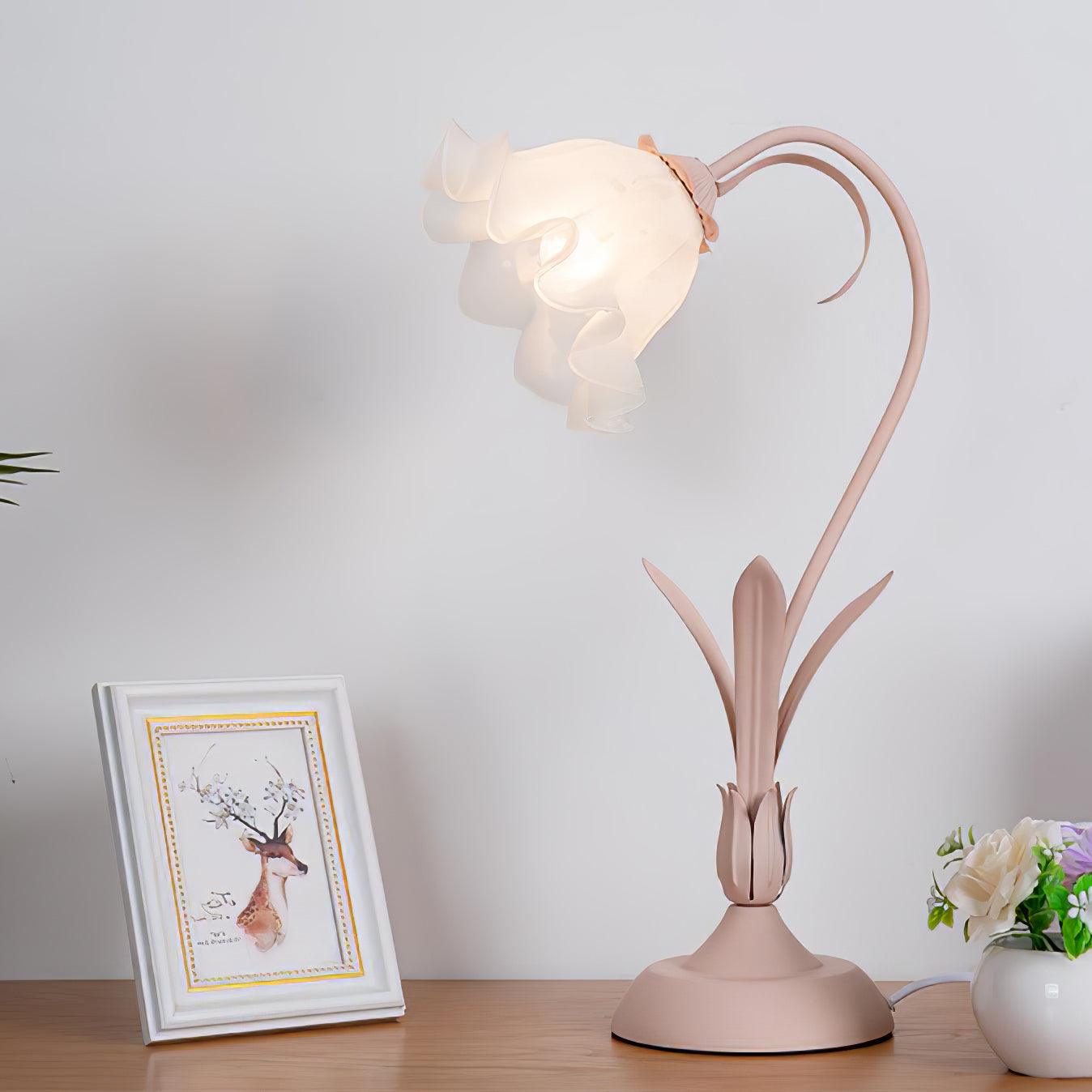 Lily of the Valley Table Lamp | Gold-Tone Metal & Glass | 30cm Diameter