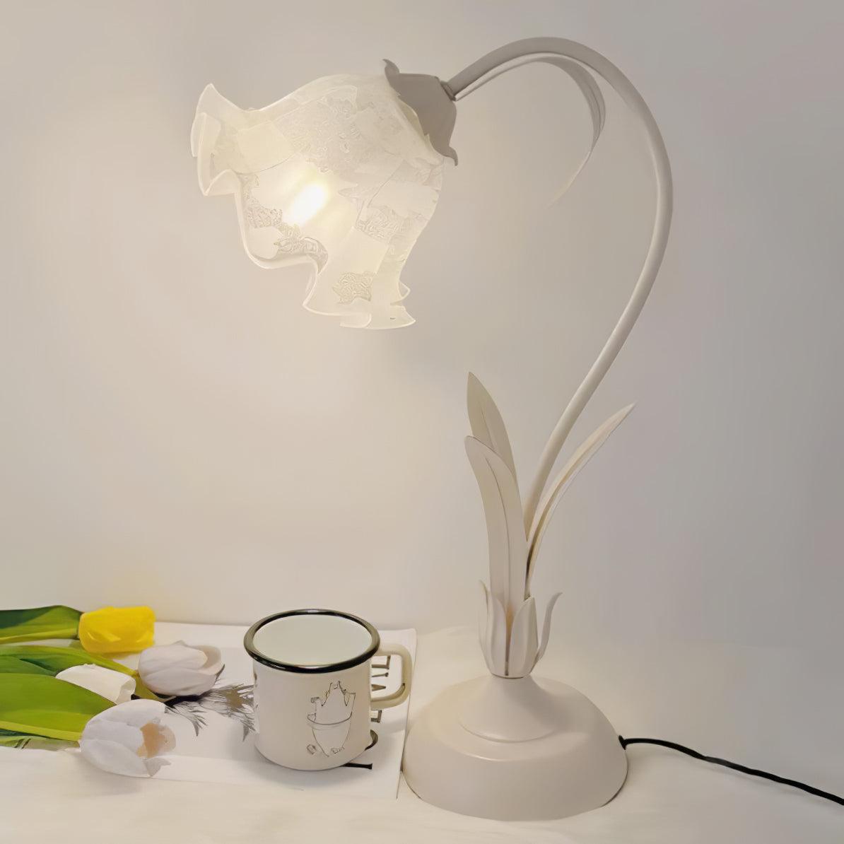 Lily of the Valley Table Lamp | Gold-Tone Metal & Glass | 30cm Diameter