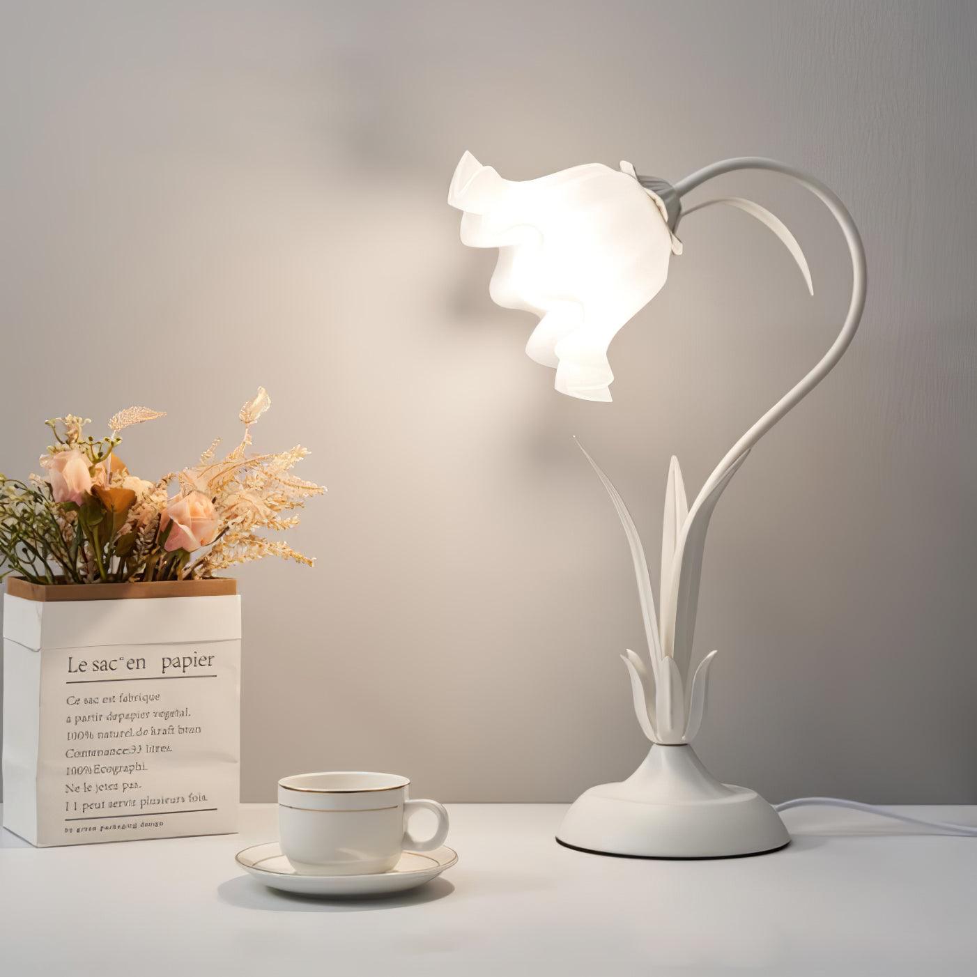 Lily of the Valley Table Lamp | Gold-Tone Metal & Glass | 30cm Diameter
