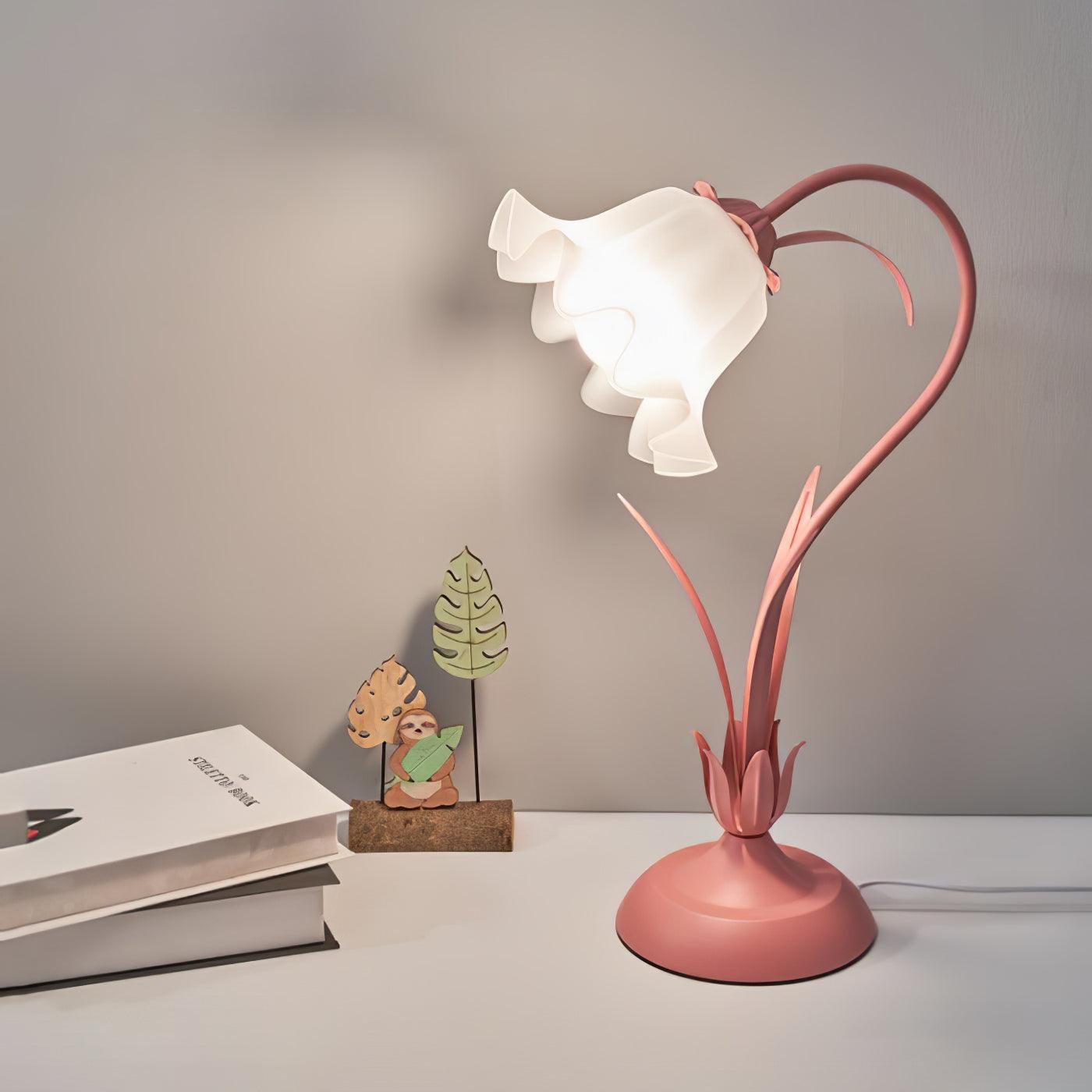 Lily of the Valley Table Lamp | Gold-Tone Metal & Glass | 30cm Diameter
