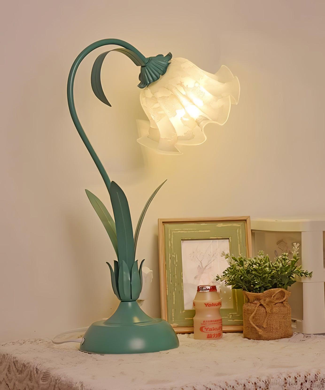 Lily of the Valley Table Lamp | Gold-Tone Metal & Glass | 30cm Diameter