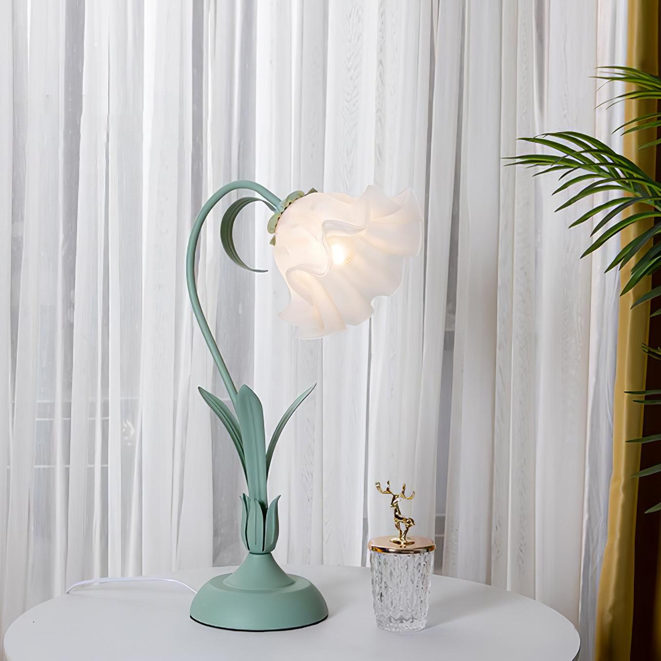 Lily of the Valley Table Lamp | Gold-Tone Metal & Glass | 30cm Diameter