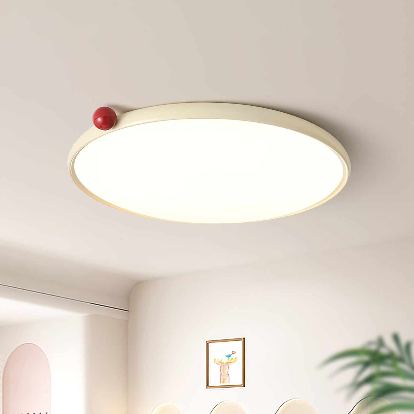 Lola Ceiling Lamp | Round Design | Red Accents