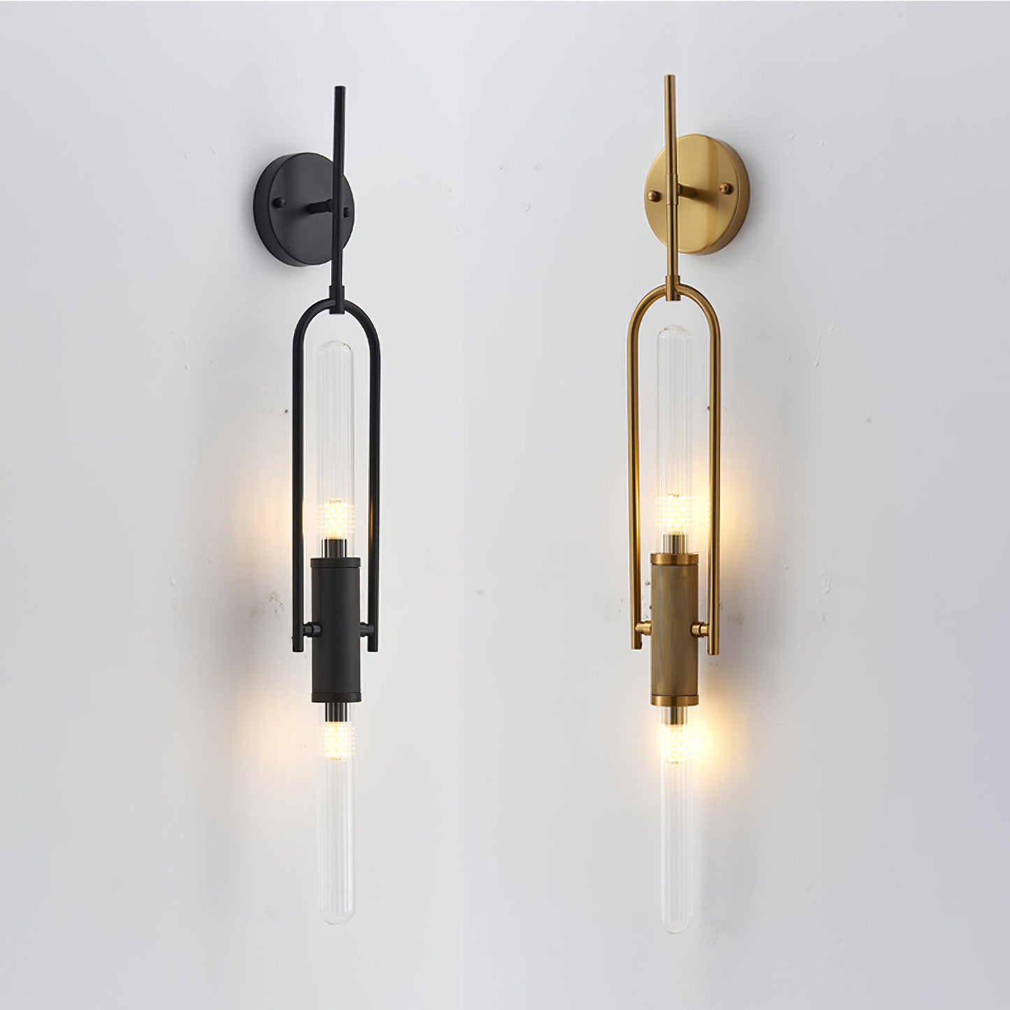 Long Arc Glass Wall Lamp | Metal & Glass | Gold or Black