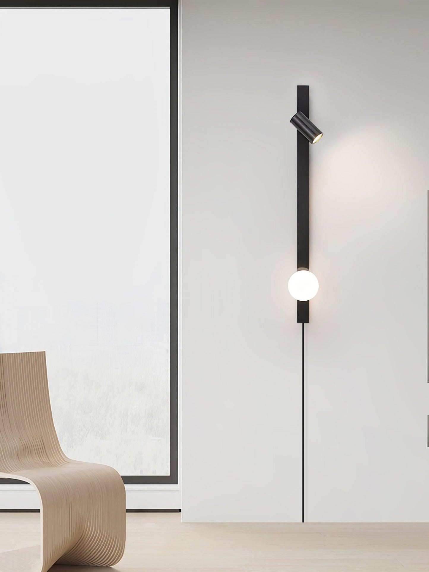 Long Arm Wall Light | Brass & Glass | White