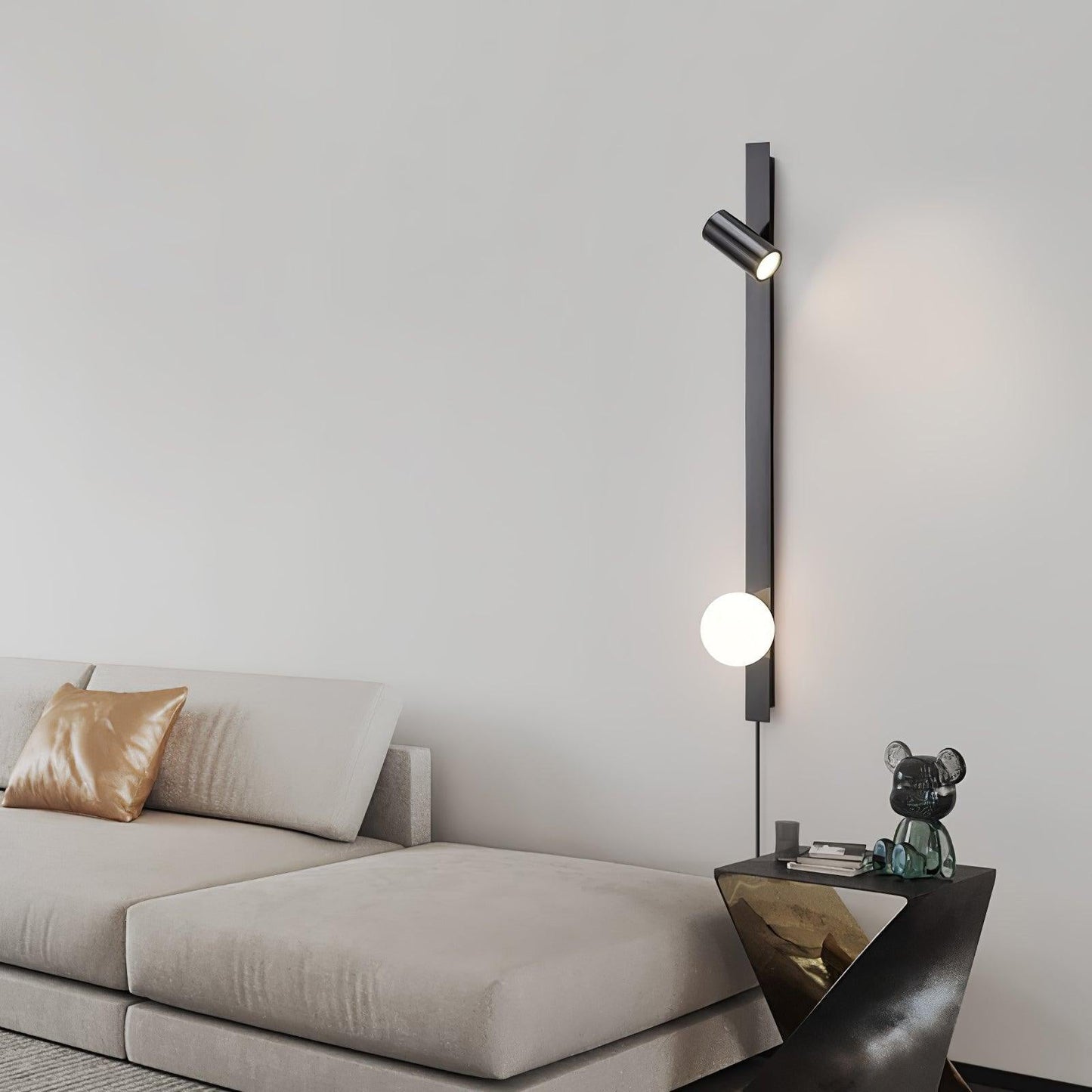 Long Arm Wall Light | Brass & Glass | White