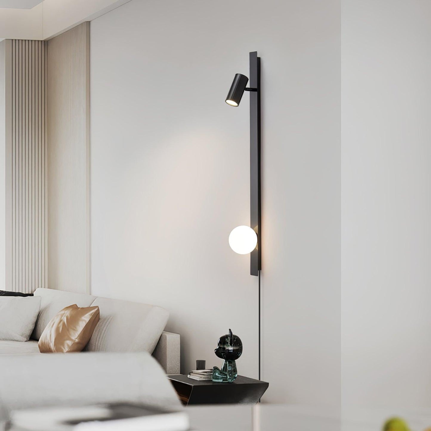 Long Arm Wall Light | Brass & Glass | White