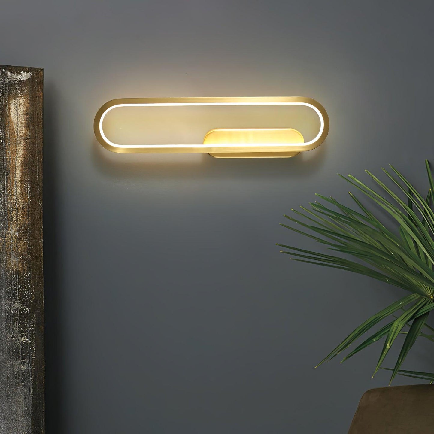 Long Ova Wall Lamp | Brass & Silicone | White
